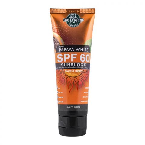 هوليوود ستايل - كريم حماية من الشمس SPF 60 مع البابايا العضوي 100 مل 