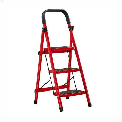 Multipurpose Lightweight Folding Metal Ladder with Wide Anti-Slip Pedal 3 Steps