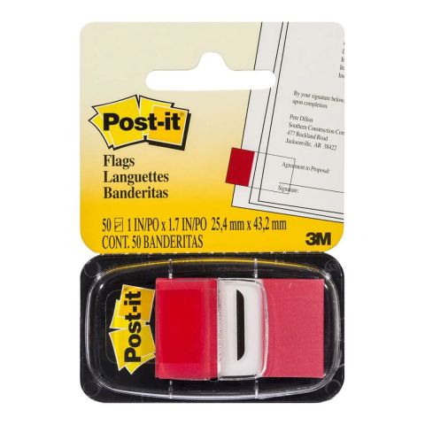 3M Post-It 25.4mm x 43.2mm 50 Tape Flags (Red)