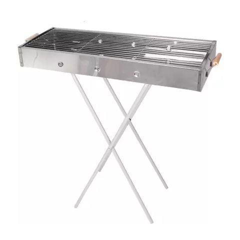 Foldable Portable Barbeque Grill Chrome Plated Stand 