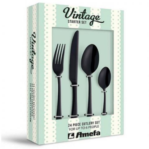 Amefa Austin 24 pcs Cutlery Set - Black 