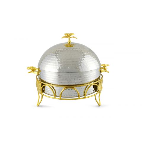 Stainless Steel Dome Design Hot Pot On Stage - Silver-24 Cm