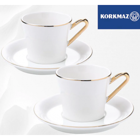 Korkmaz Orient Coffee Cups with Saucers Set of 4 Pieces 