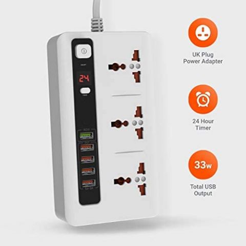 Smart Power Socket Extension with 5 USB Ports and 3 Universal Power Sockets