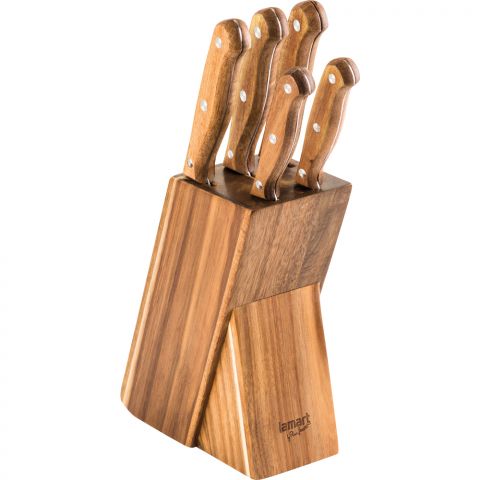 Lamart Knife Set In A Wooden Block 5 Pieces