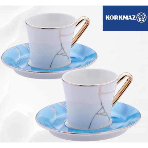Korkmaz Orient Coffee Cups with Saucers Set of 4 Pieces 