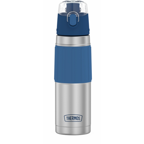 Thermos Stainless Steel Vacuum Insulated Hydration Bottle 530ml Slate Blue cold for up to 14 hours.