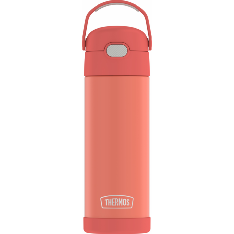 Thermos Stainless Steel Vacuum Insulated Hydration Bottle With Spout 470ml Apricot cold for up to 12 hours.