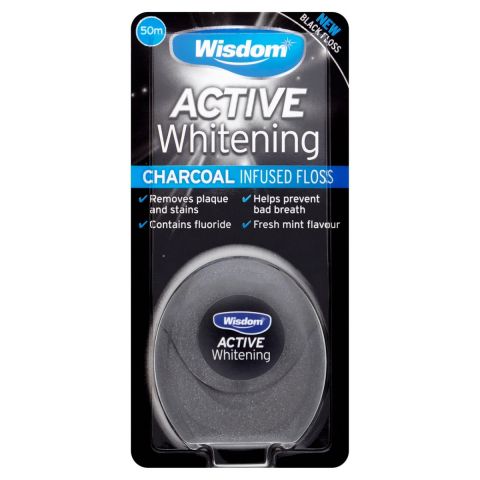 Wisdom Active Whitening Charcoal Floss 50 m