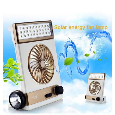 3 in 1 Portable & Rechargeable Solar Fan with Adjustable Table Lamp