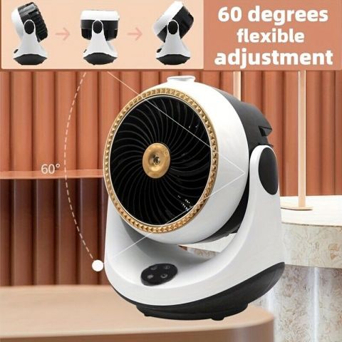 2-in-1 Electric Cooling and Heating Desktop Fan with Remote