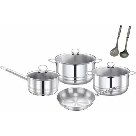 Prestige Stainless Steel Cookware Set with Glass Lid 9 PCS 