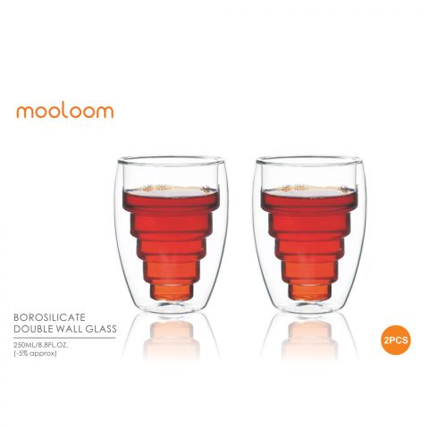 MOOLOOM Handmade Double Wall Glass Tumbler 250 ML -2 Cups