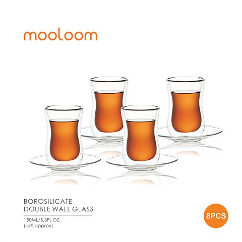 MOOLOOM (Hand Made) Glass Double Wall Cup 150ML - 8 Pcs