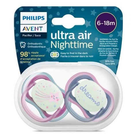 Philips Avent Soother Air Nighttime for Girl (6-18m) – Pack of 2