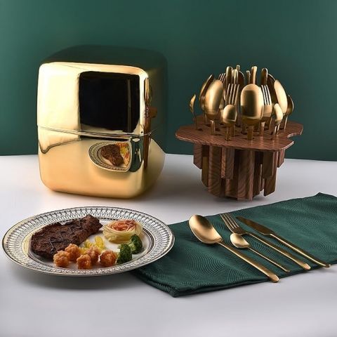 Elegant Royal Cubic 24-Piece Stainless Steel Cutlery Set