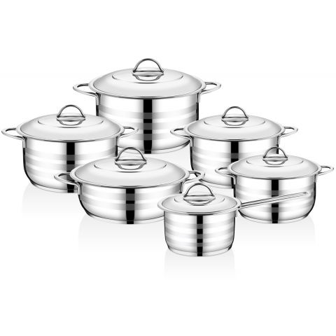 OMS Stainless Steel Cookware Set of 12 Pcs