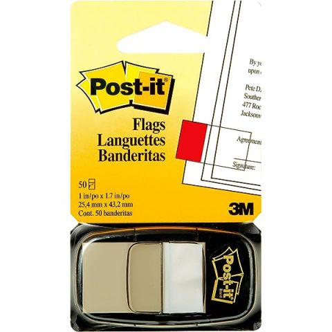 3M Post-It 25.4mm x 43.2mm 50 Tape Flags (White)