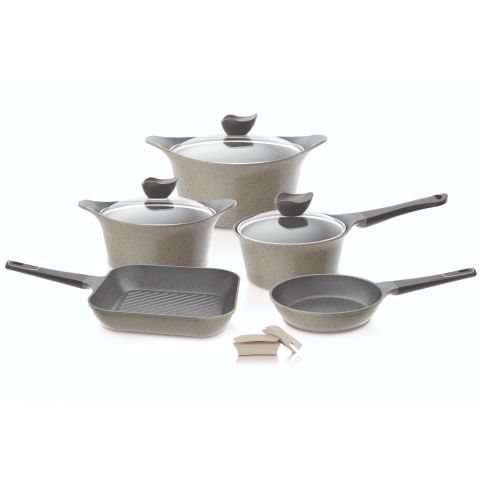 طقم أواني طهي نيوفلام "آيني" 8 قطع مع أغطية زجاجية