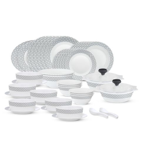 Borosil Dinnerware Set 50 Pieces - Black Grey Cone 