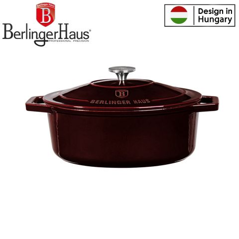 Berlinger Haus Iron Oval Casserole with Lid 30 Cm - Burgundy