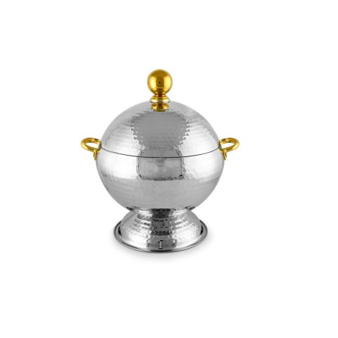Stainless Steel Globe Design HotPot with Base Gold - 24 cm 3 L