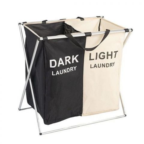 سلة غسيل قماش قسمين قابلة للطي 58 × 39 × 58 سم