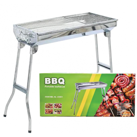 Stainless Steel Portable Foldable Barbecue Grill with Tall Height for Camping & Picnic