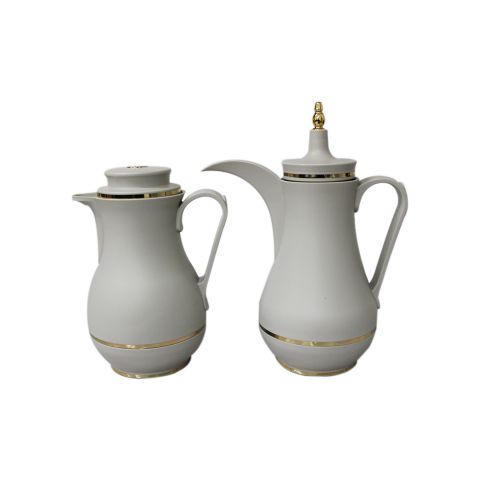 Luxury Elegant Flask Set of 2 Pcs - Grey with Golden Line