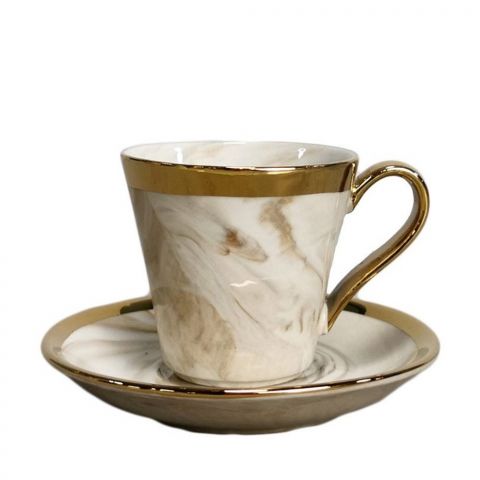 Marble Coffee Set With Saucer 180 ml - 6 Pieces