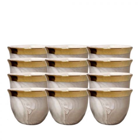 Set of 12pcs Arabic Marble Cups yellow Golden