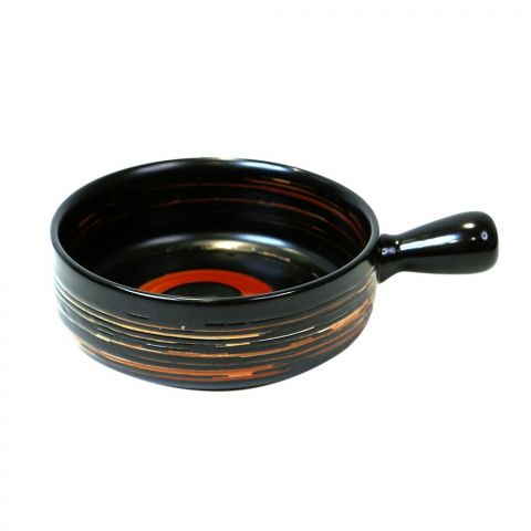Ceramic Hand Made Bowl with Handle - 8.5 inch - Black
