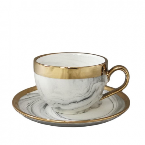 Golden Marble Coffee Cup Set 100 ml - 6 Pieces