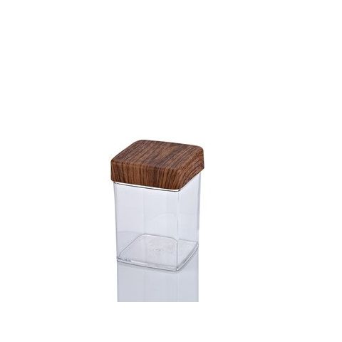 EVELIN Wood Finish Square Plastic Jar