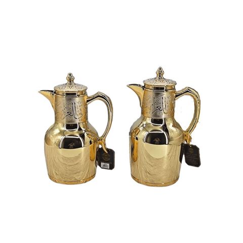 Vacuum Flask Set of 2 Pcs - Gold with Gold Handle 