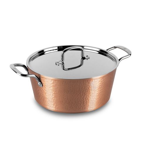 Berlinger Haus Hammered Casserole With Stainless Steel Lid And Handles Copper Color