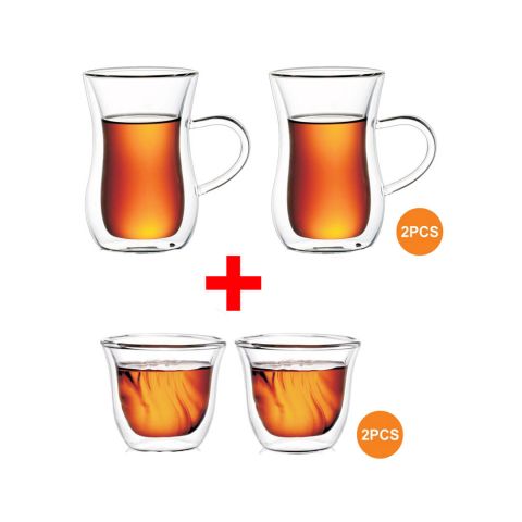 Mooloom Double Wall Cup 100 Ml 2 Pcs + Mooloom Double Wall Coffee Cups 70ml - 2pcs