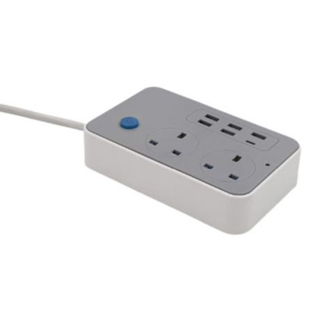 محول كهربائى 2BS مقابس 5USB & 1 Type -C سلك 2M - أبيض