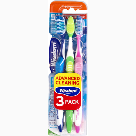 Wisdom Quantum Clean Toothbrush - Medium - Triple Pack 