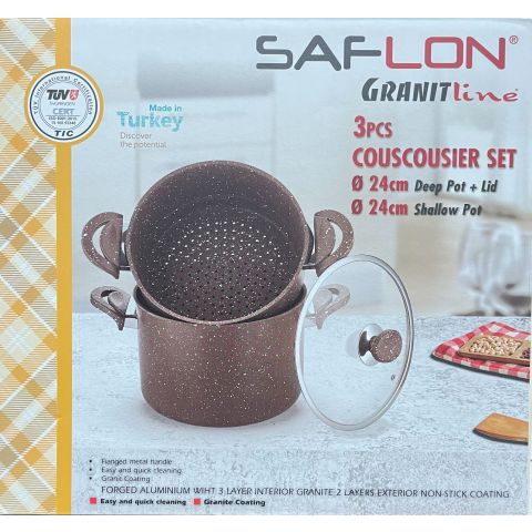 Saflon Granite Couscousier 3 Pcs Set 24 cm