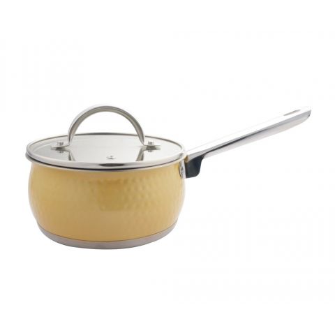 Stainless Steel Sauce Pan with Glass Lid Gold - 18 cm 