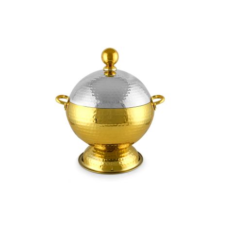 Stainless Steel Globe Design HotPot with Base Gold & Silver - 24 cm 3 L