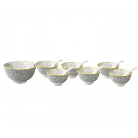 Porcelain Serving Bowls & Spoons Set of 14 Pieces
