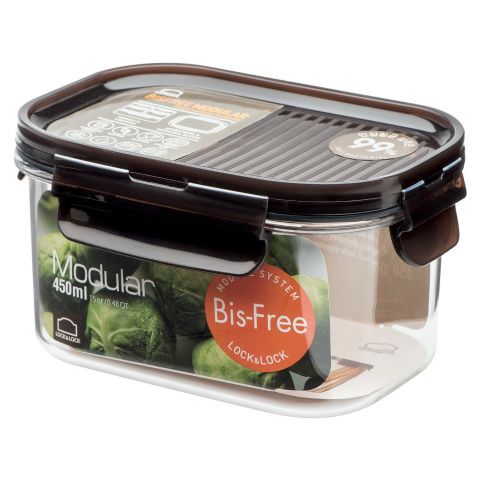 Lock & Lock Modular Bisfree Rectangular Container - Brown 450 ml 