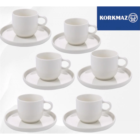 Korkmaz Lidya Coffee Cups with Saucers Set of 12 Pieces 