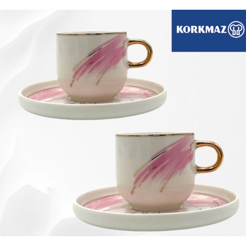 Korkmaz Lidya Coffee Cups with Saucers Set of 4 Pieces 