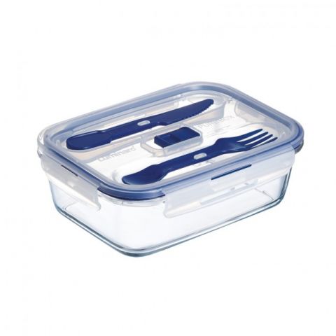 Luminarc Rectangular Lunch Pure Box Active 1220 ml with Cutlery