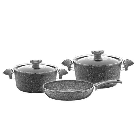 OMS Non Stick Granite Cookware Set of 5 Pcs -Grey