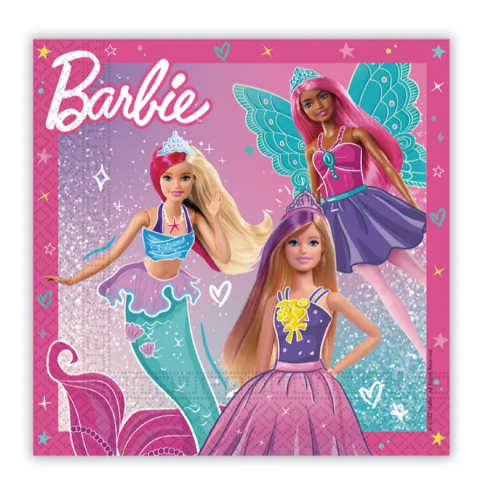 Procos Barbie 2 Ply Paper Napkins 33 x 33 cm (20 Pieces)