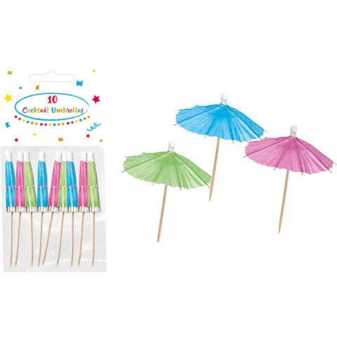 Procos Decorated Wooden Toothpicks Umbrellas 10 Pieces